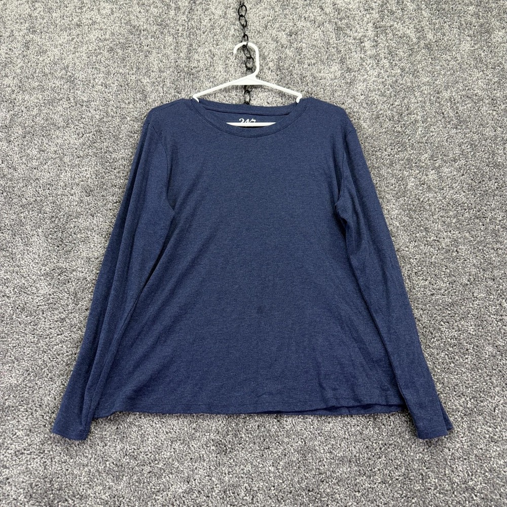 24/7 By Maurices Shirt Womens XL Blue Long Sleeve Crew Neck Knit Casual